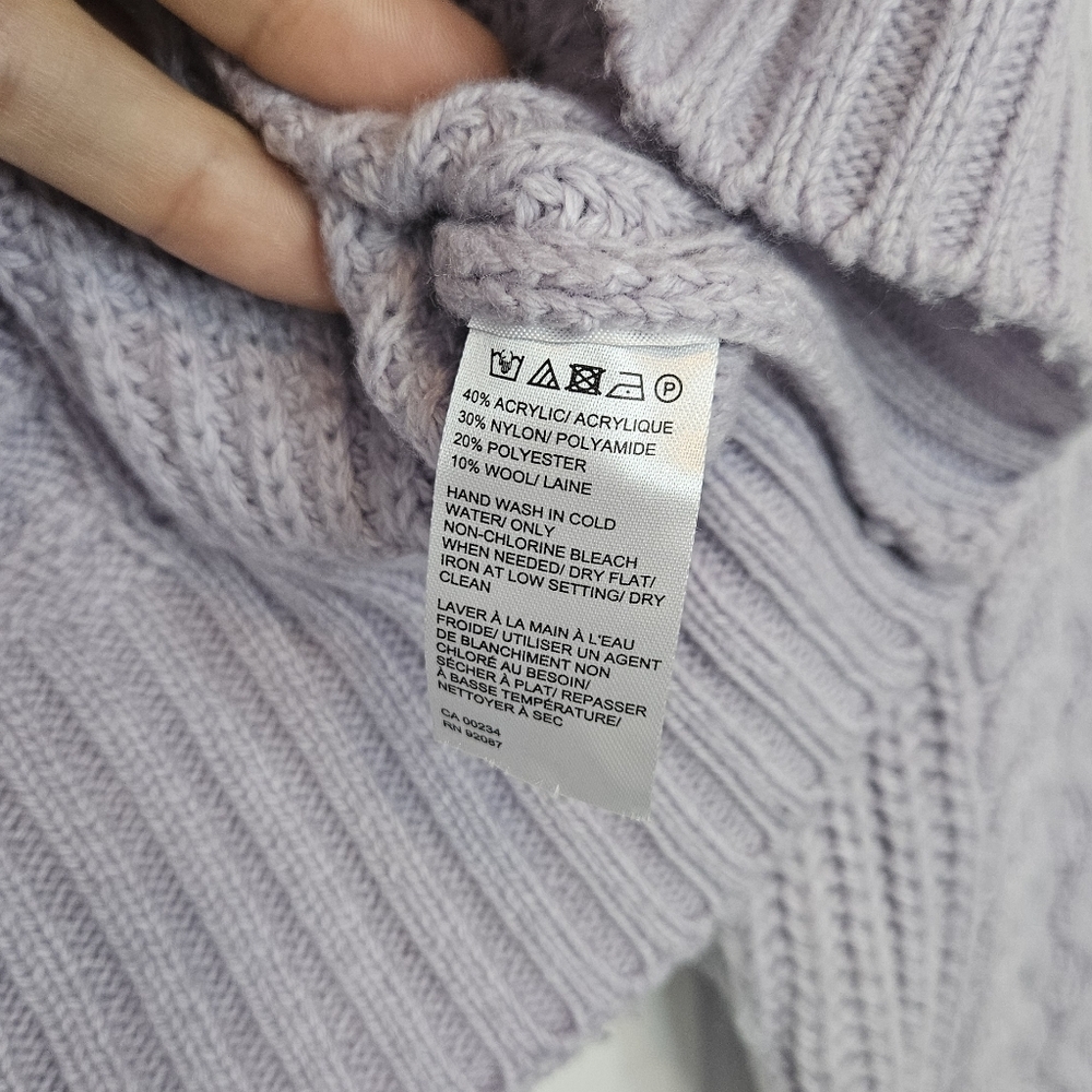 Saks Fifth Avenue Wool Blend Cable Knit Collared Sweater Lavender XS - Picture 5 of 5
